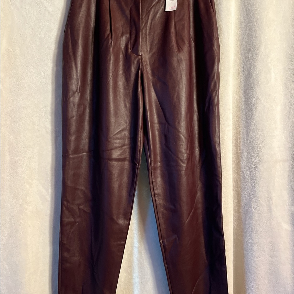 Express Faux Leather Straight Leg Pants in Dark Purple